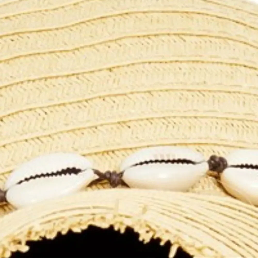NEW Steve Madden Flopy Beach Sun Hat Shell Trim Boho Women's